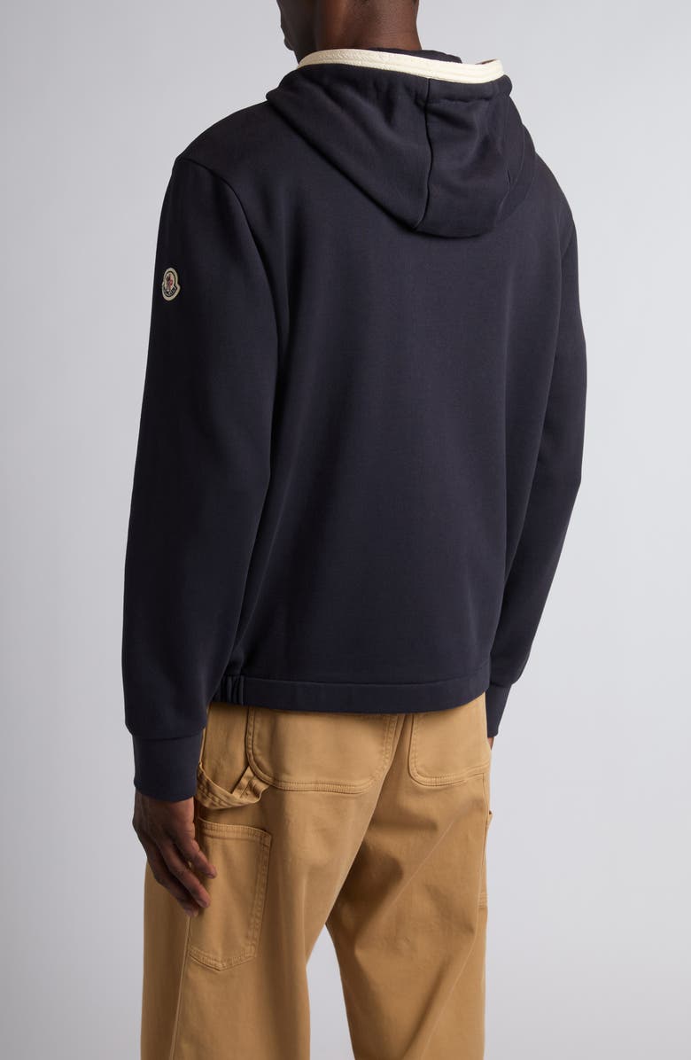 Moncler Cotton Zip-Up Hoodie, Alternate, color, Black