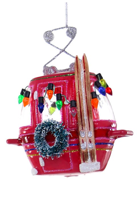 Ski Slope Gondola Glass Ornament
