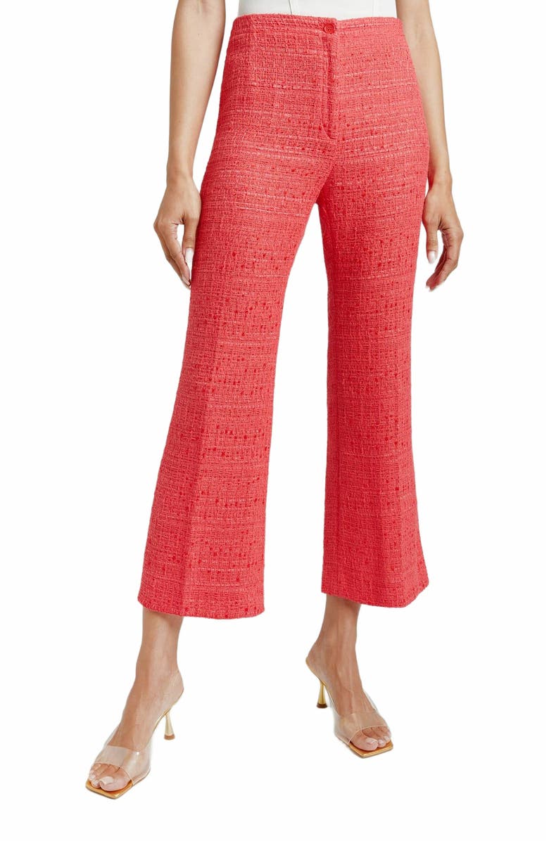 Santorelli Liza Ankle Flared Pant in Light Weight Tweed, Alternate, color, Vermilion
