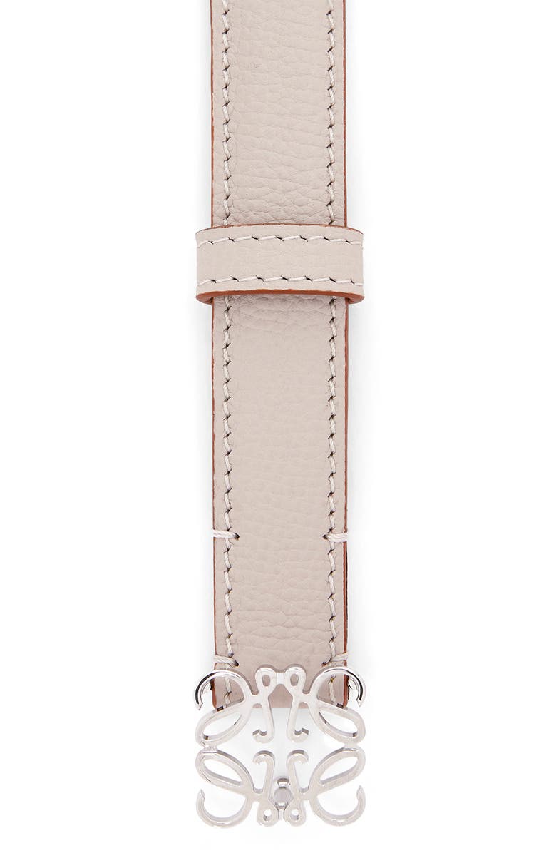 Loewe Anagram Buckle Leather Belt, Alternate, color, Light Ghost/ Palladium