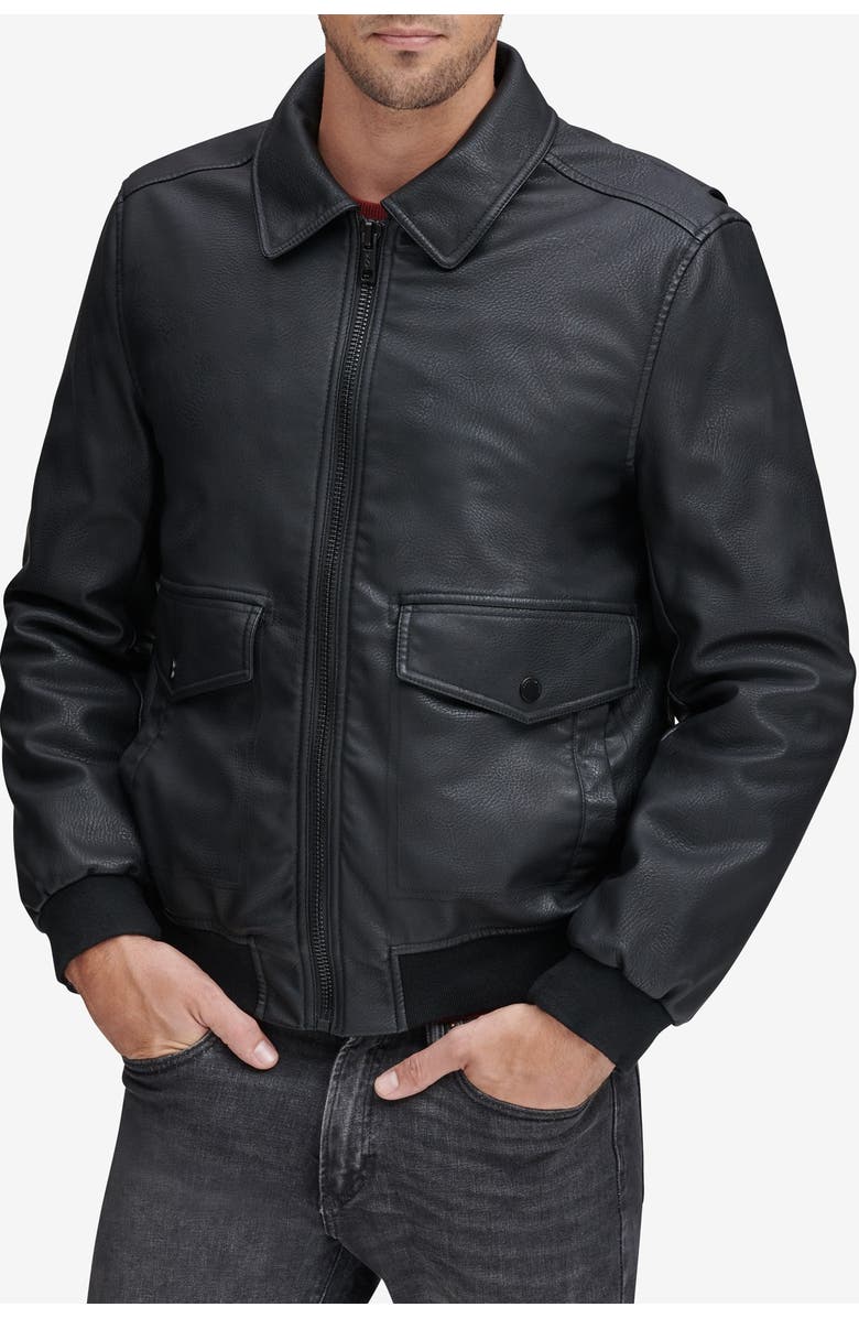 Andrew Marc Westerly Faux Leather Bomber Jacket, Alternate, color, 