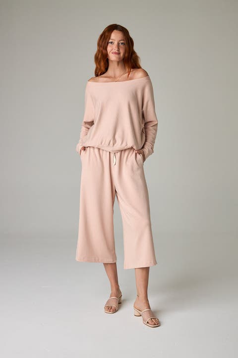 Baikal Eco-Luxe Fleece Off-Shoulder Crop Top - Cloud-Soft Comfort