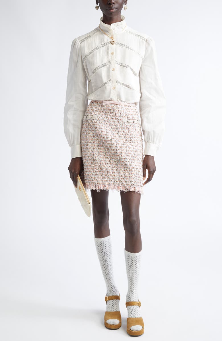 Valentino Garavani Crystal Embellished Ribbon Tweed Miniskirt, Alternate, color, Multi