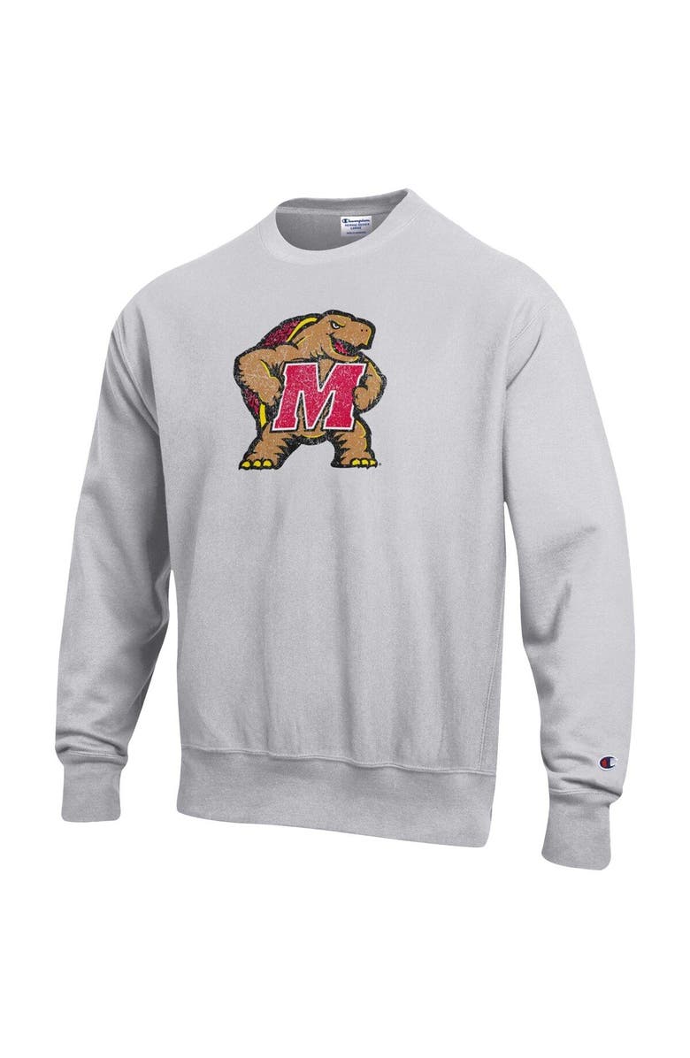 Champion Men's Champion Heathered Gray Maryland Terrapins Vault Logo Reverse Weave Pullover Sweatshirt, Alternate, color,
