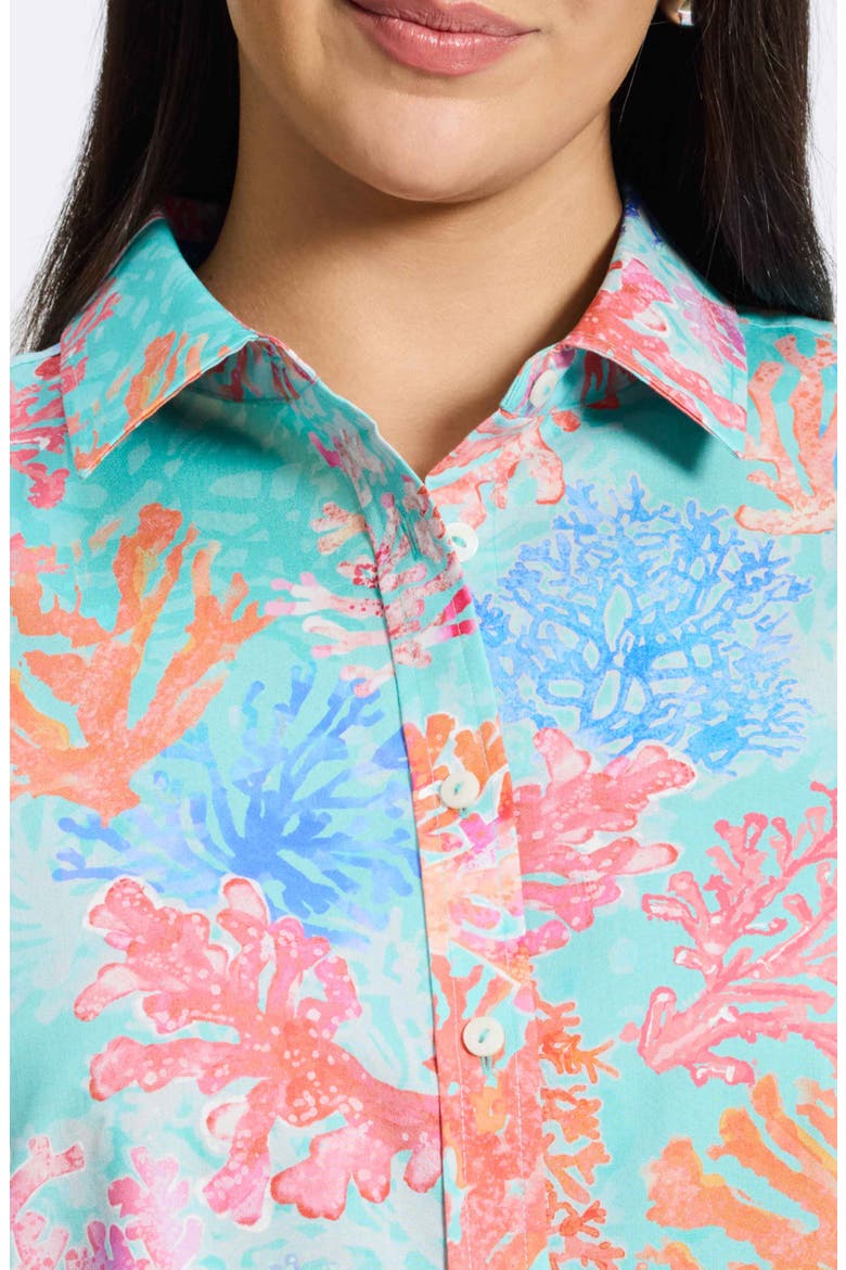 Meghan Cotton Button-Up Shirt, Alternate, color, BLUE MULTI