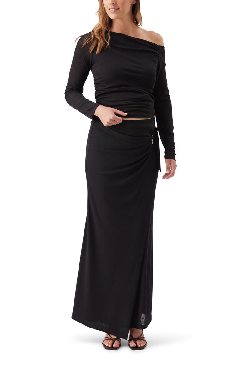Rhi Long Sleeve Off Shoulder Maternity Top, Alternate, color, Black