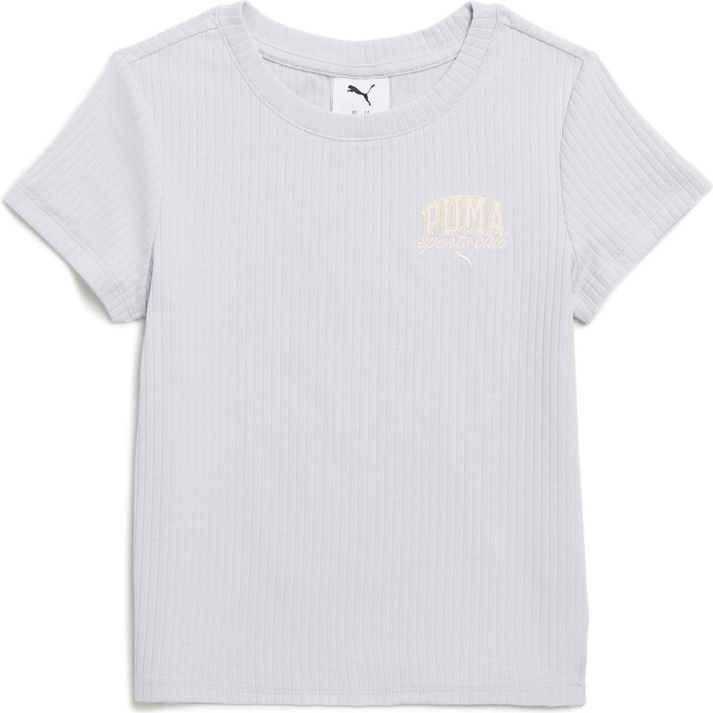 Puma Kids' Sports Club Embroidered Rib Knit T-shirt In Light Blue