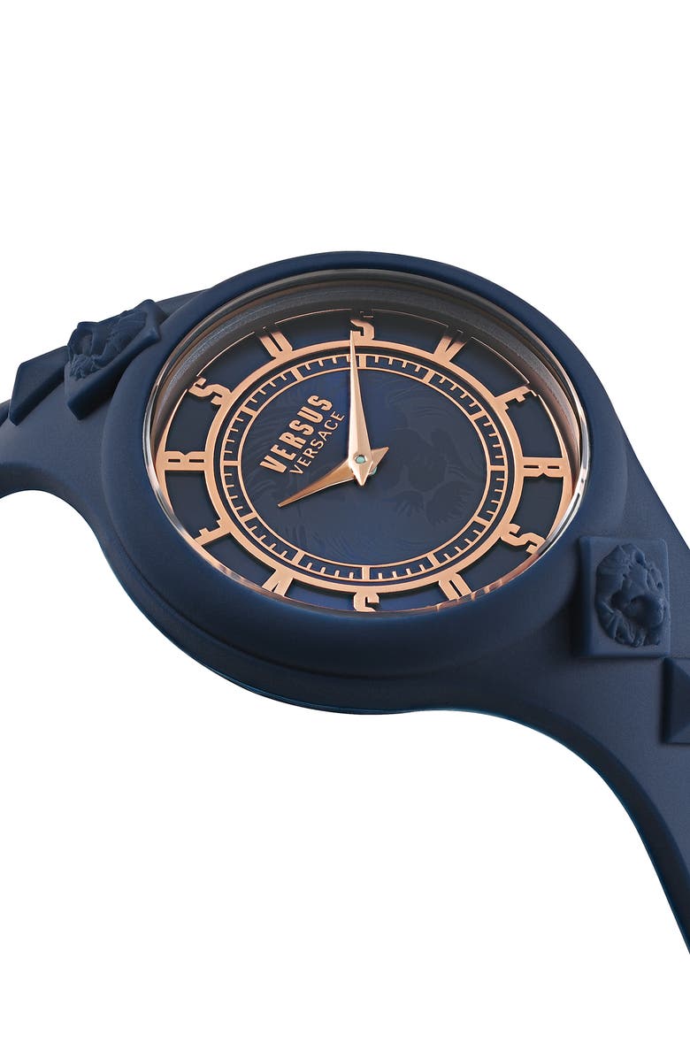 VERSUS Versace Fire Island Studs Silicone Strap Watch, 39mm, Alternate, color, Blue
