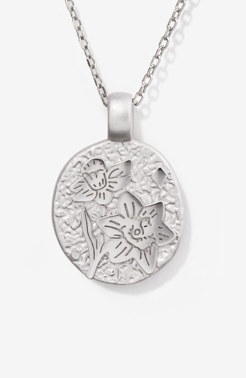 Silver Birth Flower Necklace