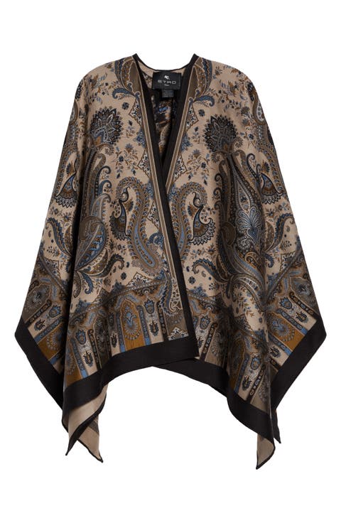 Paisley Wool Blend Jacquard Cape
