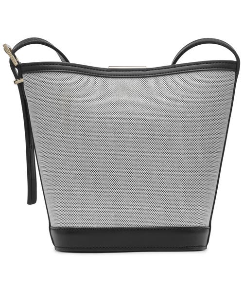Shop Halston Jagger Medium Bucket Bag In Black/natural