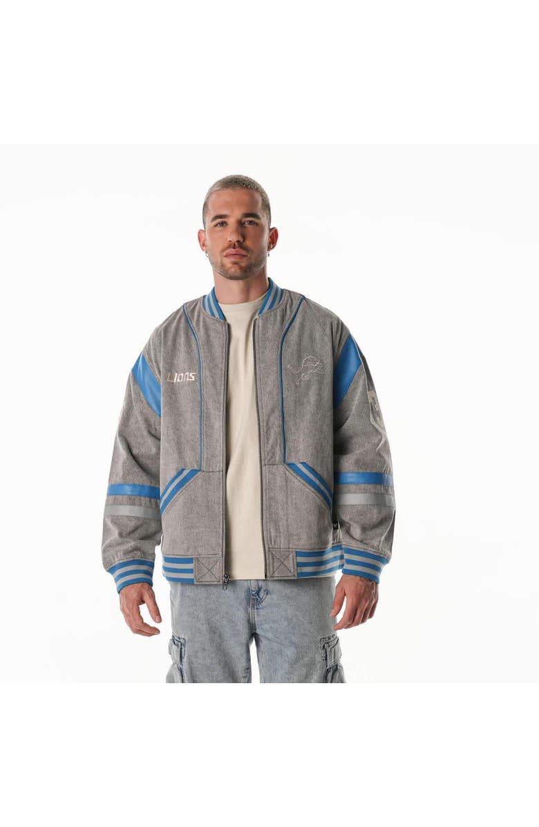 THE WILD COLLECTIVE Unisex The Wild Collective  Gray Detroit Lions Oversized Retro Full-Zip Jacket, Alternate, color, Gray