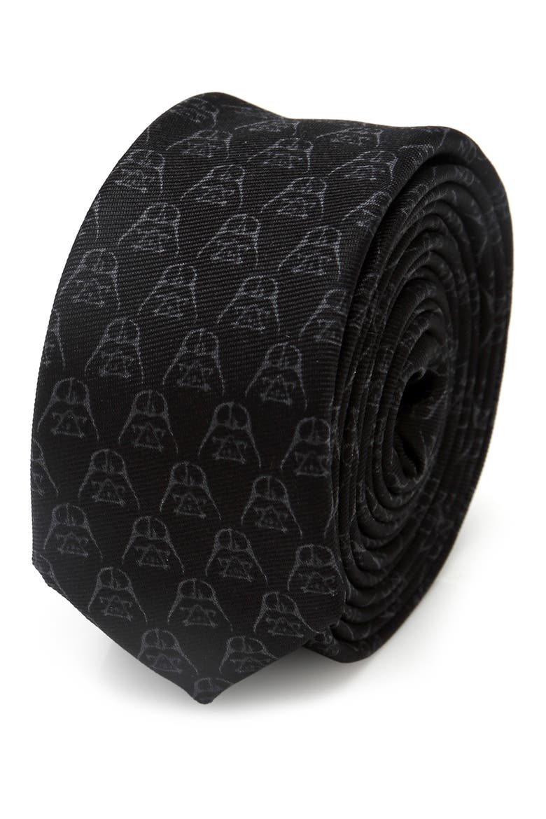 Black Darth Vader Silk Skinny Tie, Alternate, color, BLACK