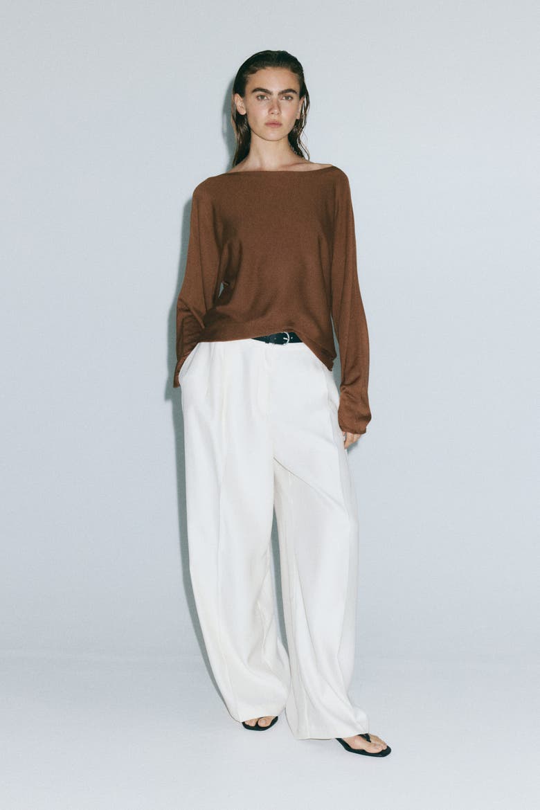 Off-The-Shoulder Sweater, Alternate, color, Brown