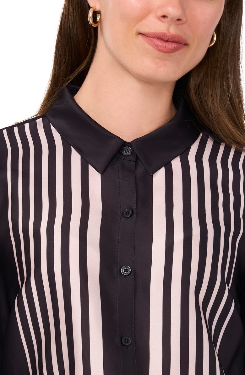 Halogen<sup>®</sup> Geo Stripe Button-Up Shirt, Alternate, color, Rich Black 060