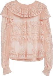 Ulla Johnson Ivy Floral Lace Embroidered Ruffle Tulle Top