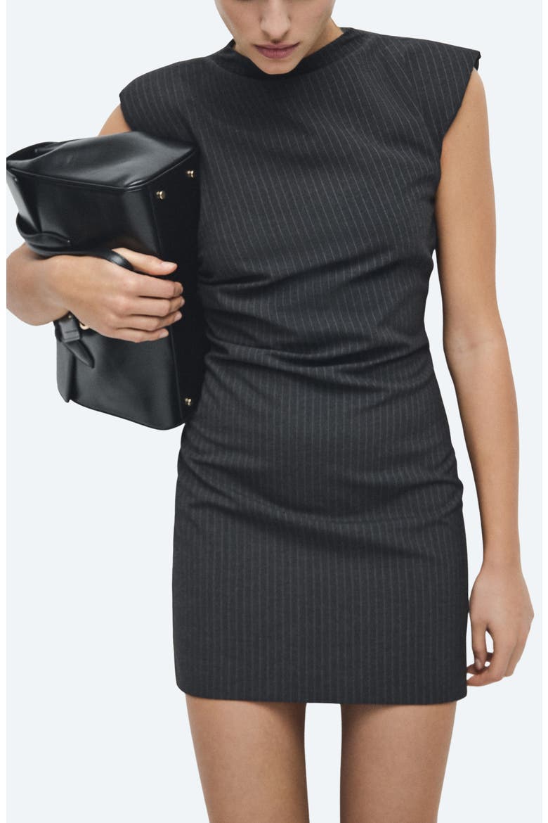 Cutout Pinstripe Minidress, Main, color, GREY