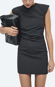 MANGO Cutout Pinstripe Minidress
