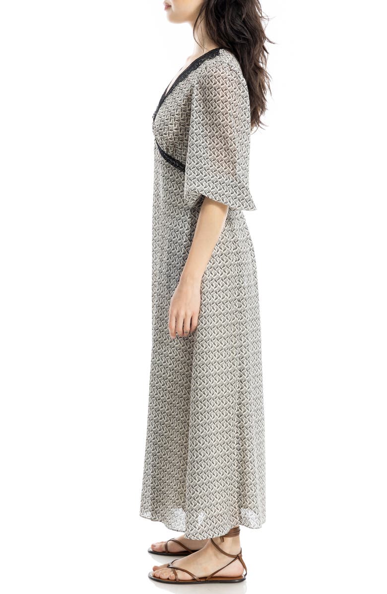 MAX STUDIO Lace Trim Maxi Dress, Alternate, color, Cream/ Black Dancing Bells