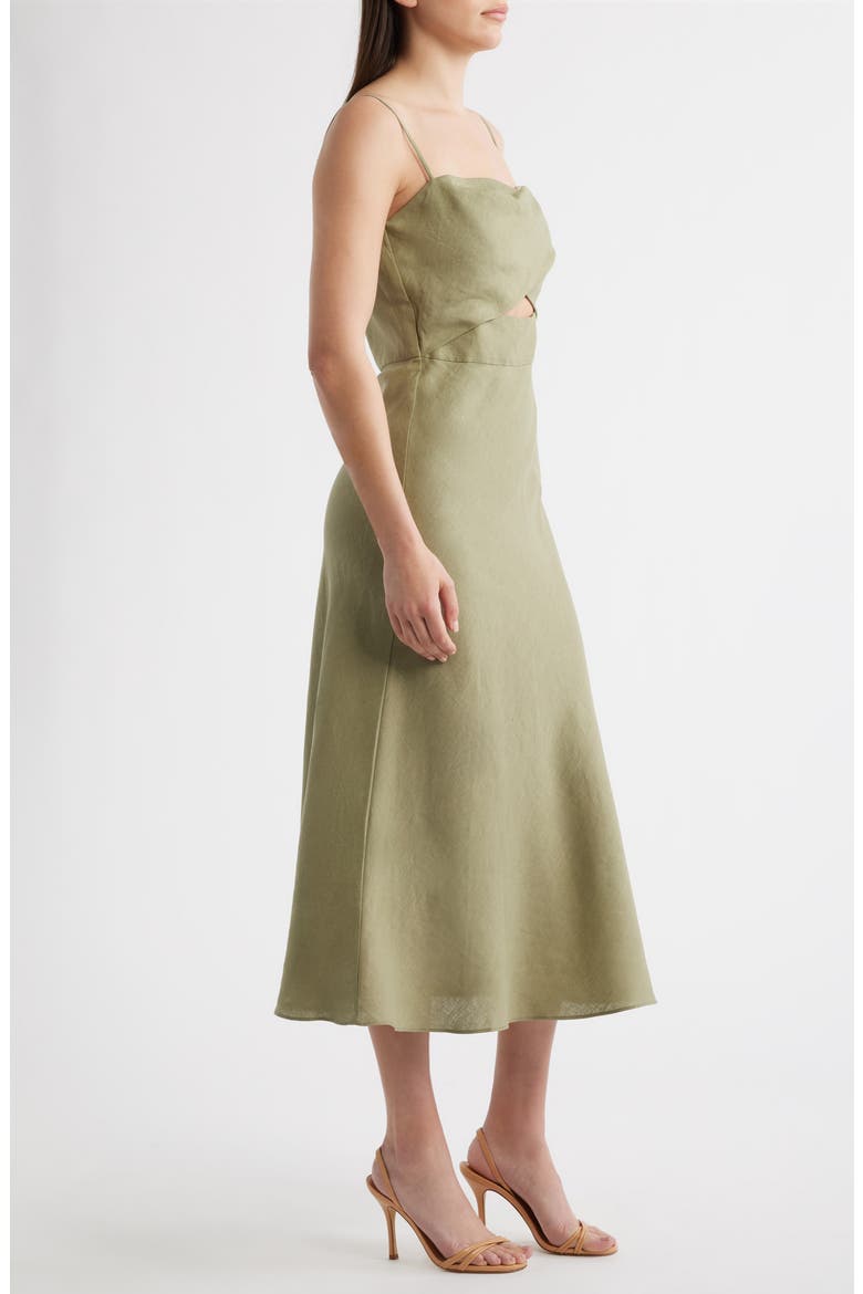 Jada Cutout Detail Linen Dress, Alternate, color, CYPRESS