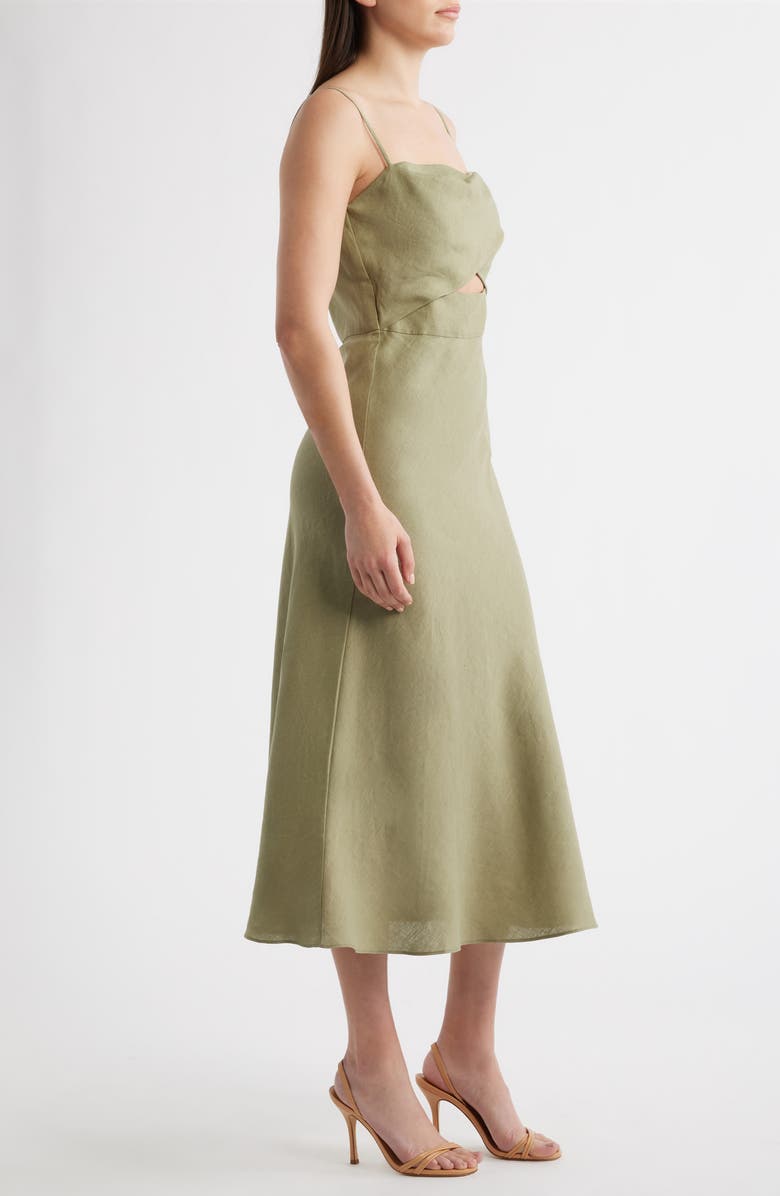 Black Halo Jada Cutout Detail Linen Dress, Alternate, color, Cypress