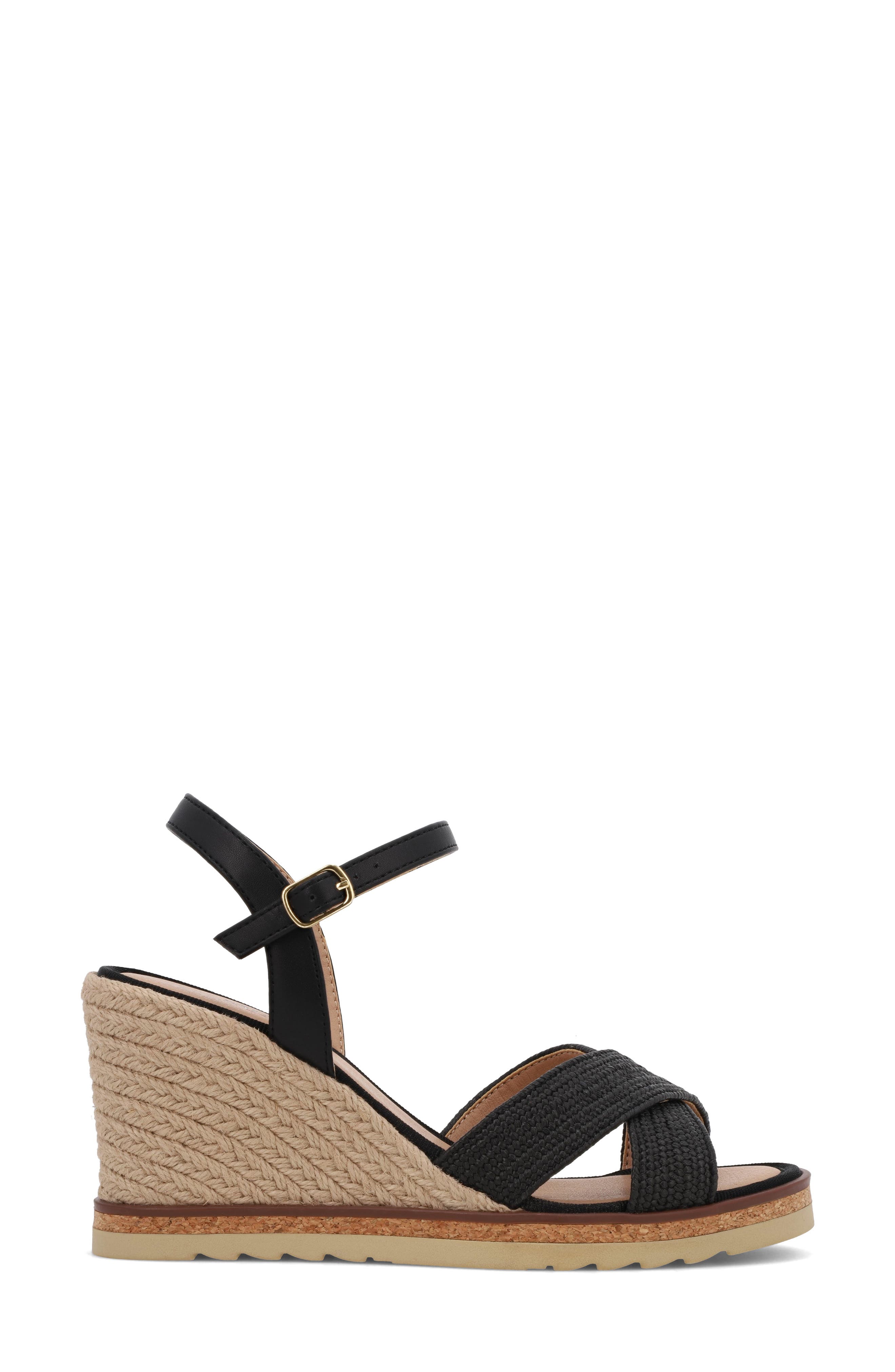 MIA AMORE Allisha Espadrille Wedge Sandal, Alternate, color, Black