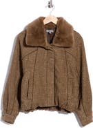 Democracy Faux Fur Collar Bomber Jacket