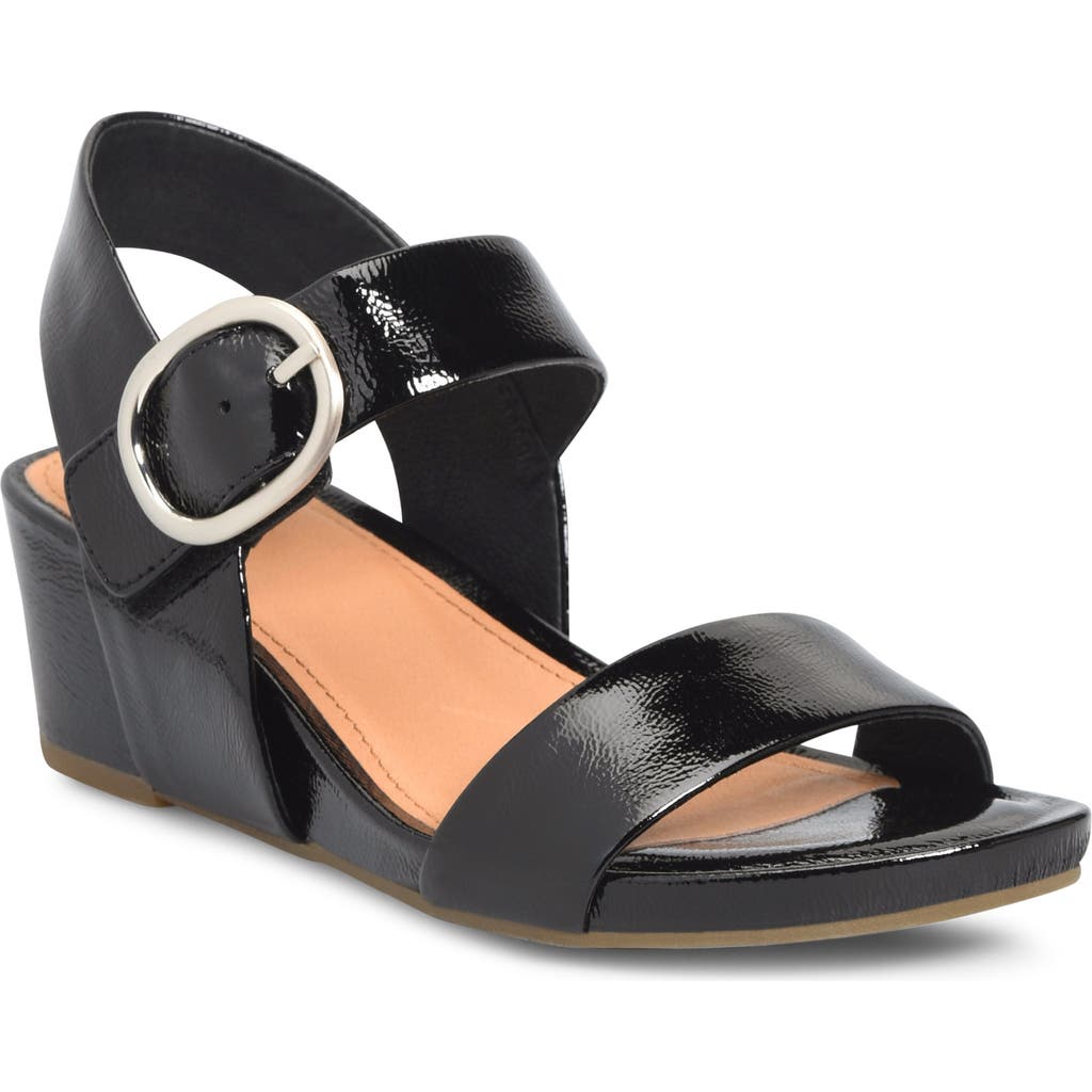 Söfft Vaya Wedge Sandal in Black Patent at Nordstrom, Size 6