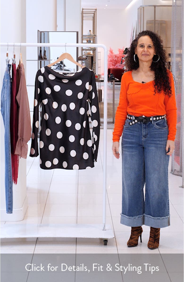 Tigre Polka Dot Long Sleeve Satin Minidress, sales video thumbnail