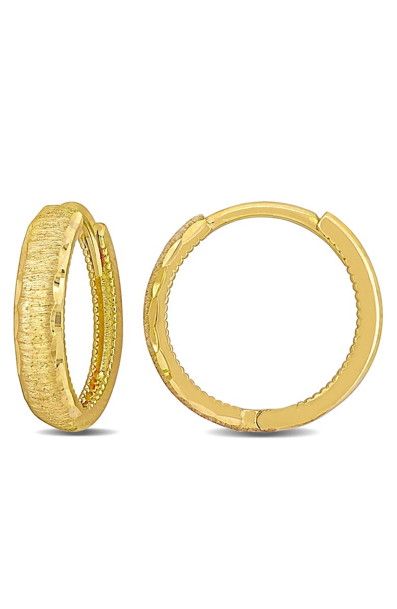 Julianna B. Huggie Hoop Earrings Brushed Finish 14k Gold, Main, color, 