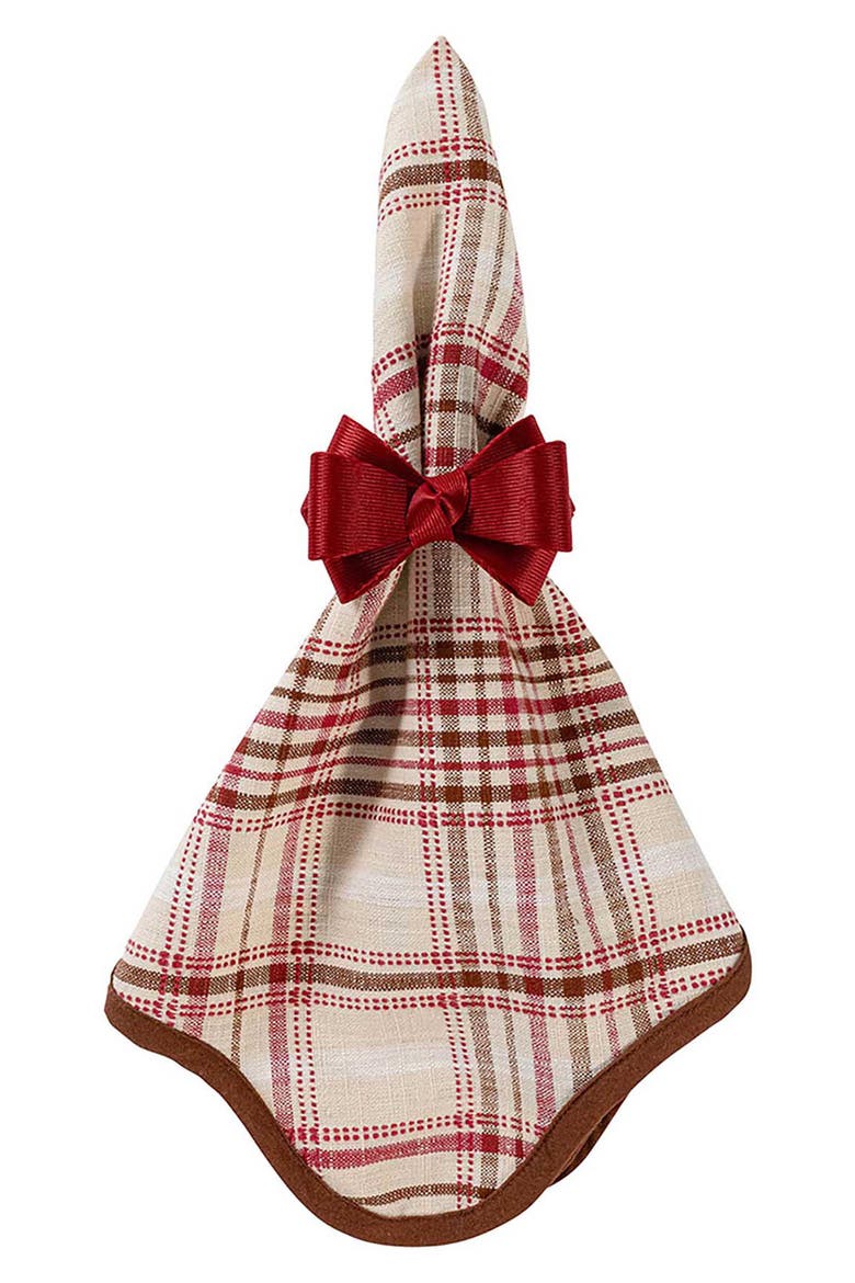 Set of 4 Harvest Tartan Cotton Napkins, Alternate, color, MULBERRY/ BROWN