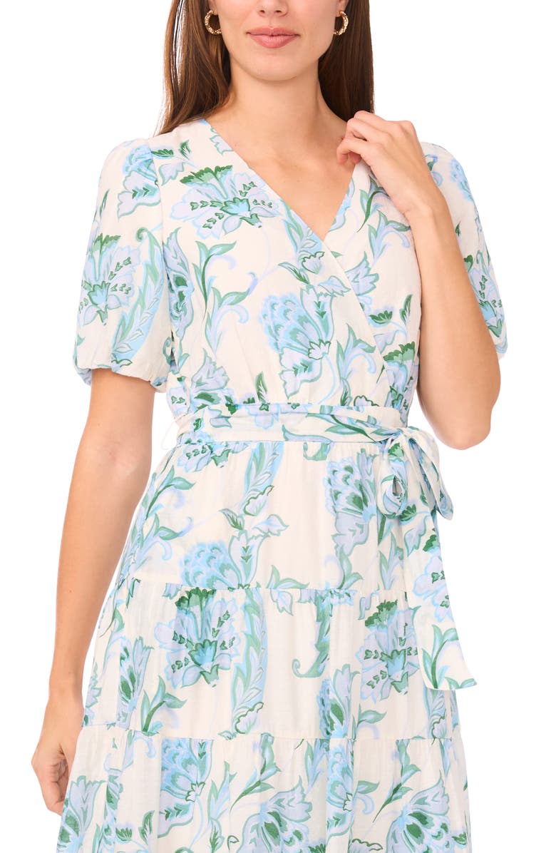 Halogen<sup>®</sup> Floral Puff Sleeve Tiered Maxi Dress, Alternate, color, Blue Multi