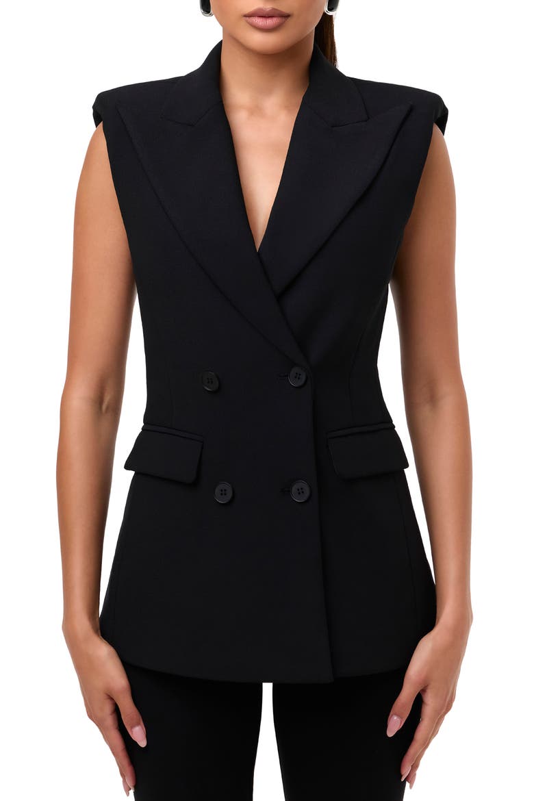 Sleeveless Ponte Blazer Vest, Main, color, BLACK