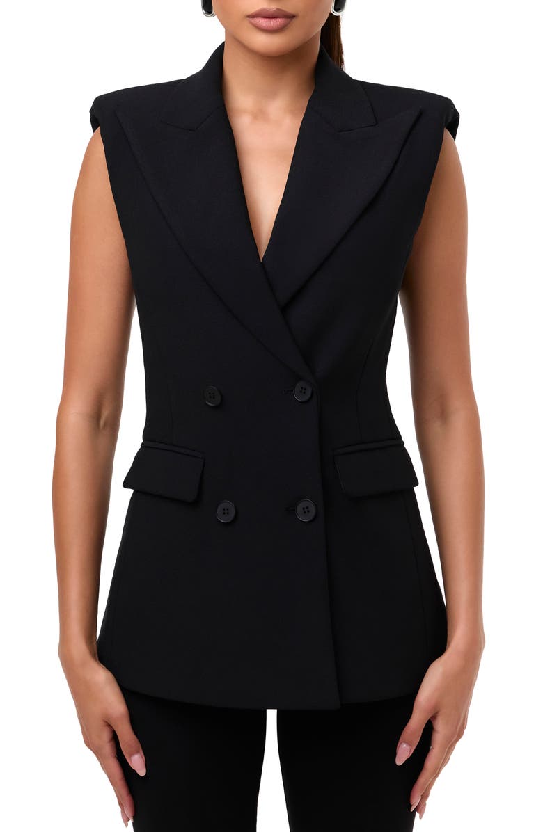Naked Wardrobe Sleeveless Ponte Blazer Vest, Main, color, Black
