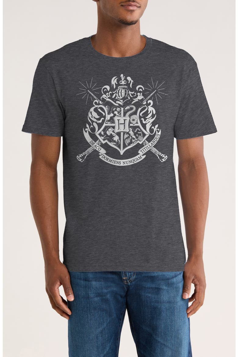 Harry Potter Hogwarts Emblem Graphic T-Shirt, Main, color, DARK HEATHER