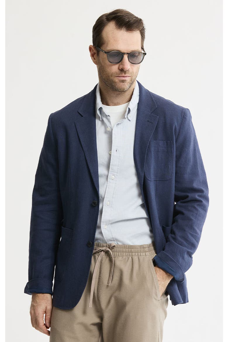 Linen Blend Blazer, Main, color, Indigo
