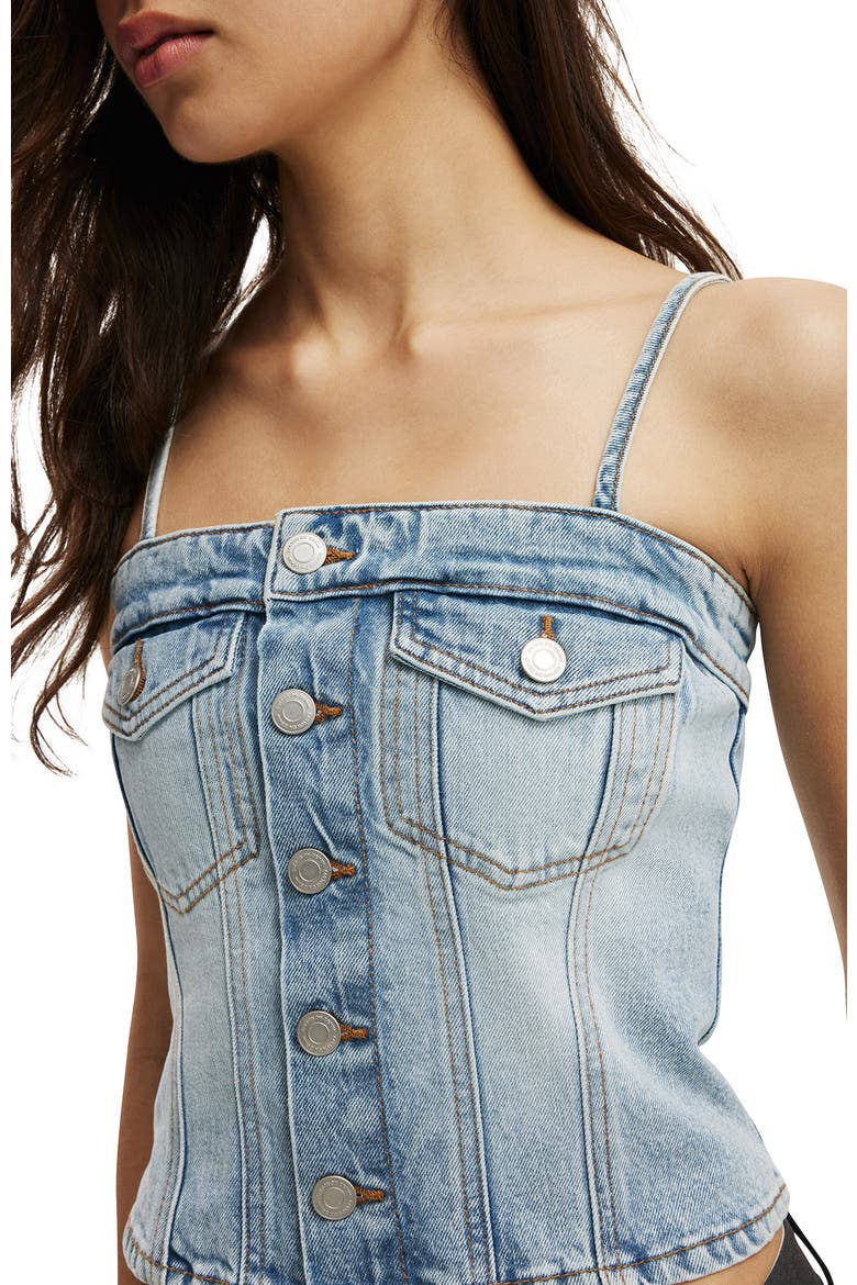 Women's Willow Denim Corset, Alternate, color, Olsen Blue