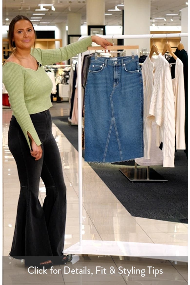 The Highland Nonstretch Denim Midi Skirt video