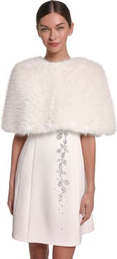 HALSTON Faux Fur Capelet