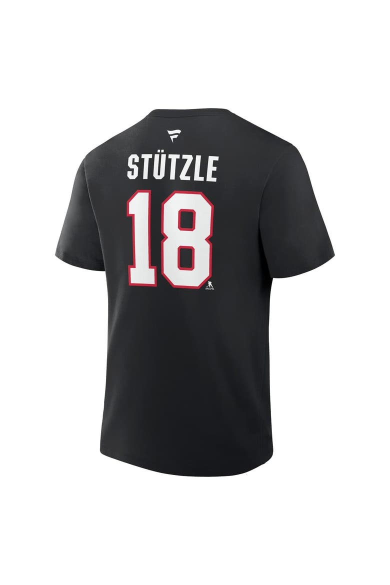 Men's Fanatics Tim Stutzle Black Ottawa Senators Authentic Stack Name & Number T-Shirt, Alternate, color, Black