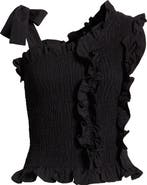 Amy Lynn Shirred Asymmetrical Tie Shoulder Top