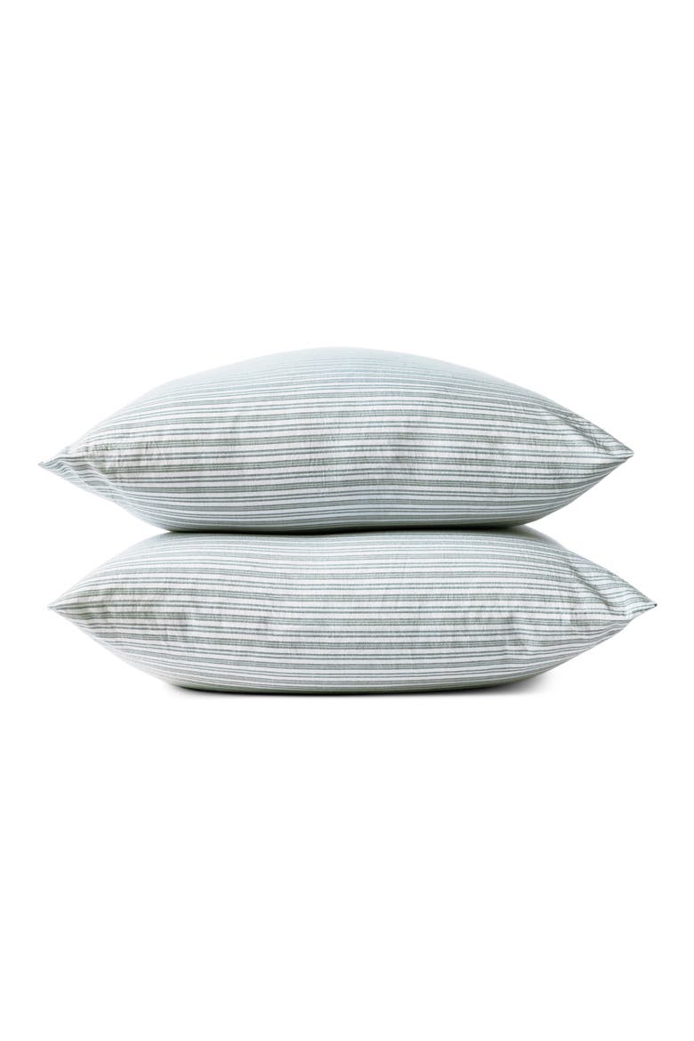 Organic Cotton Crinkled Percale™ Set of 2 Pillowcases, Main, color, SAGE W/ GULF