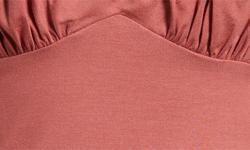 Reformation Effie Ruched Detail Long Sleeve Knit Top In Brown
