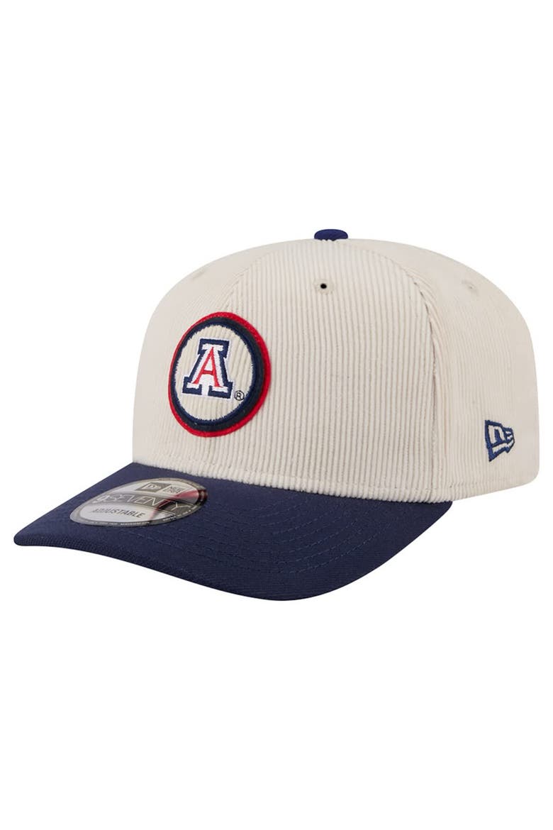 Men's New Era Cream/Navy Arizona Wildcats Loyal Corduroy 9SEVENTY Adjustable Hat, Alternate, color, Cream