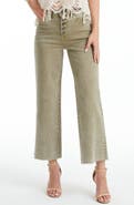 Bayeas High Waist Raw Hem Ankle Wide Leg Jeans