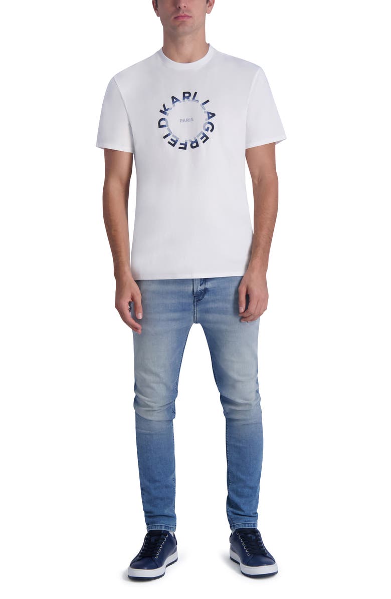 KARL LAGERFELD PARIS Flocked Circle Logo T-Shirt, Alternate, color, 