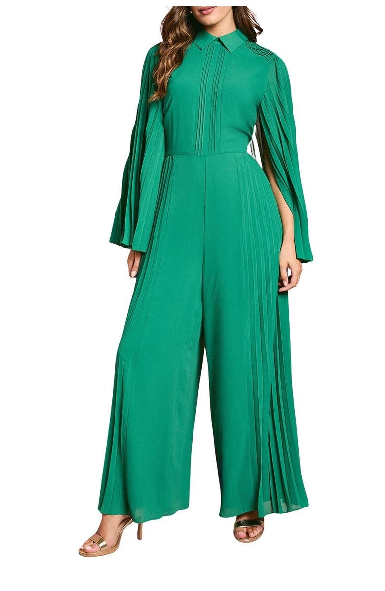 Coast Pleat Wide Leg Jumpsuit, Alternate, color, Emerald