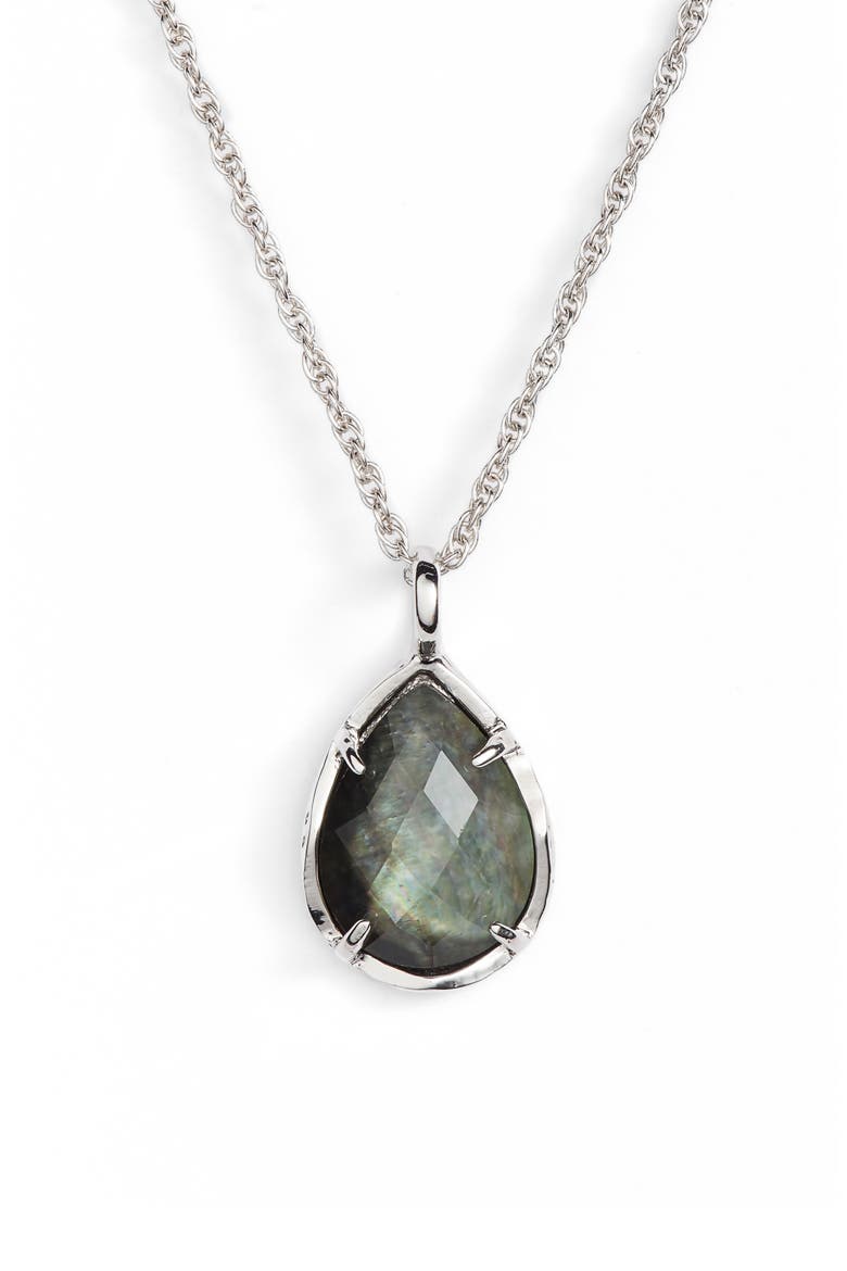 Kiri Teardrop Pendant Necklace, Main, color, BLACK MOP/ SILVER