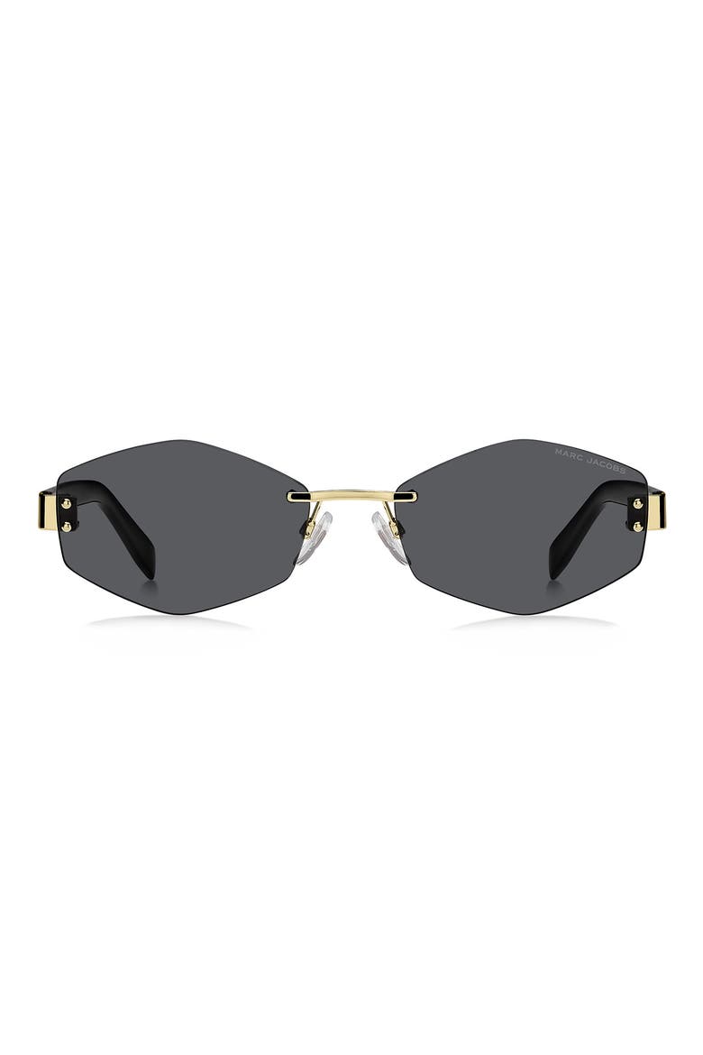 57mm Geometric Sunglasses with Chain, Main, color, GOLD BLACK/ GREY
