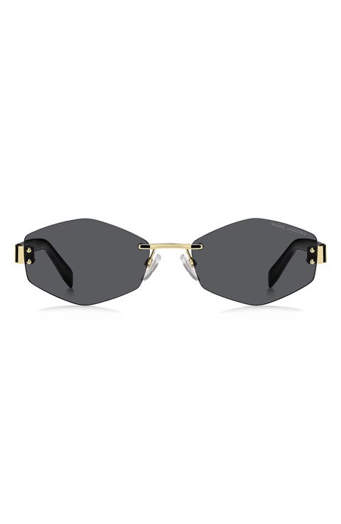 57mm Geometric Sunglasses with Chain